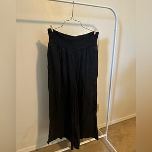 Anthropologie Black Linen Flowy Pants
